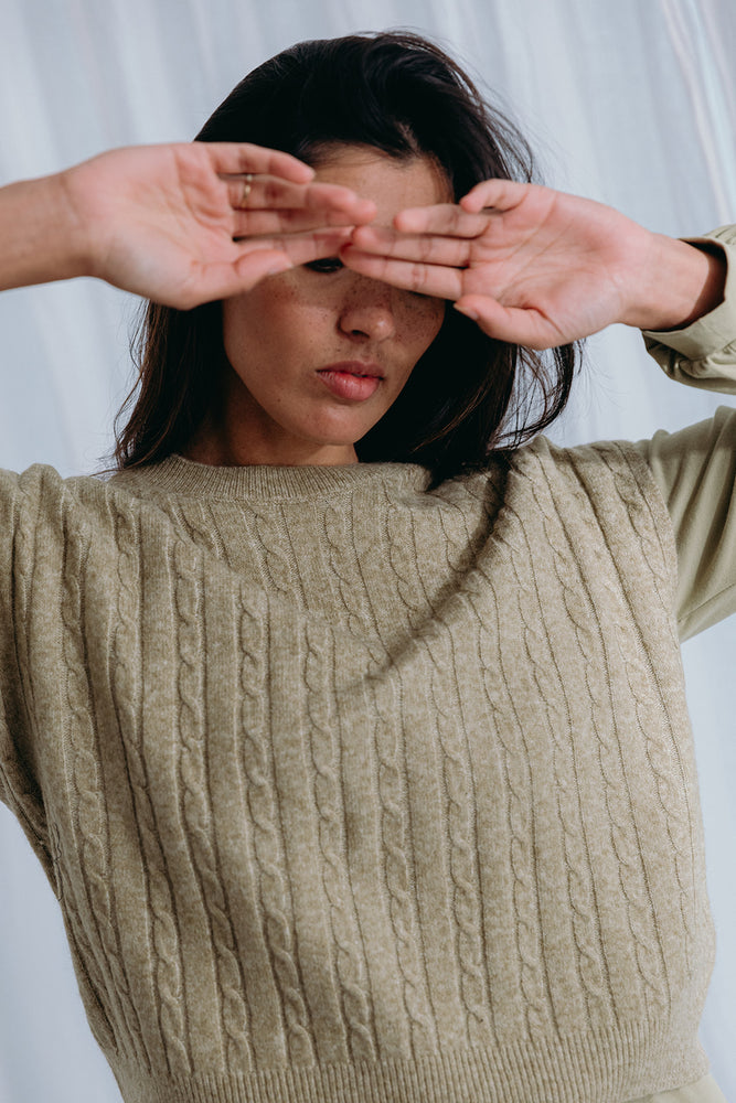 
                  
                    Donna cable knit top
                  
                