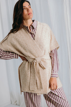 
                  
                    Dré bouclé knit wrapped jacket with belt
                  
                