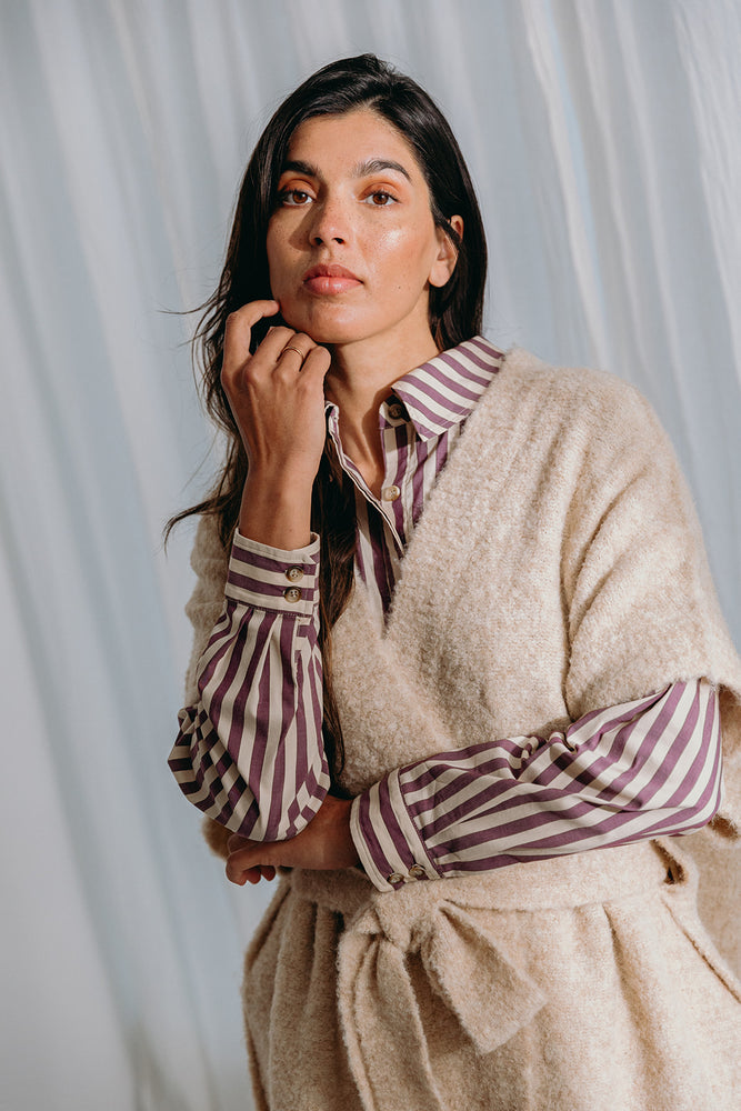 
                  
                    Dré bouclé knit wrapped jacket with belt
                  
                
