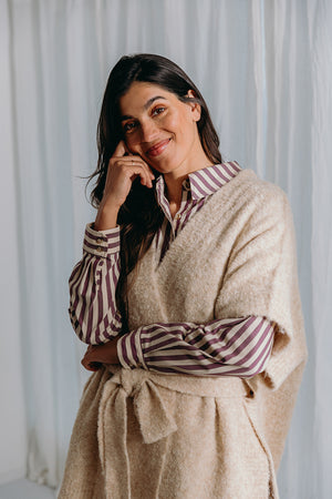 
                  
                    Dré bouclé knit wrapped jacket with belt
                  
                