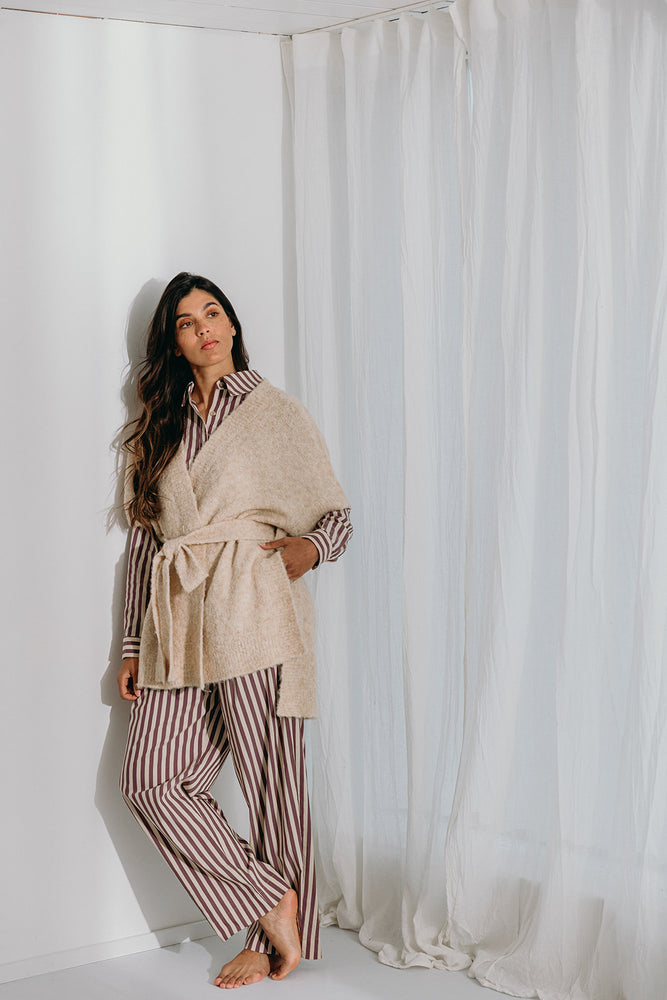 
                  
                    Dré bouclé knit wrapped jacket with belt
                  
                