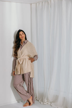 
                  
                    Dré bouclé knit wrapped jacket with belt
                  
                