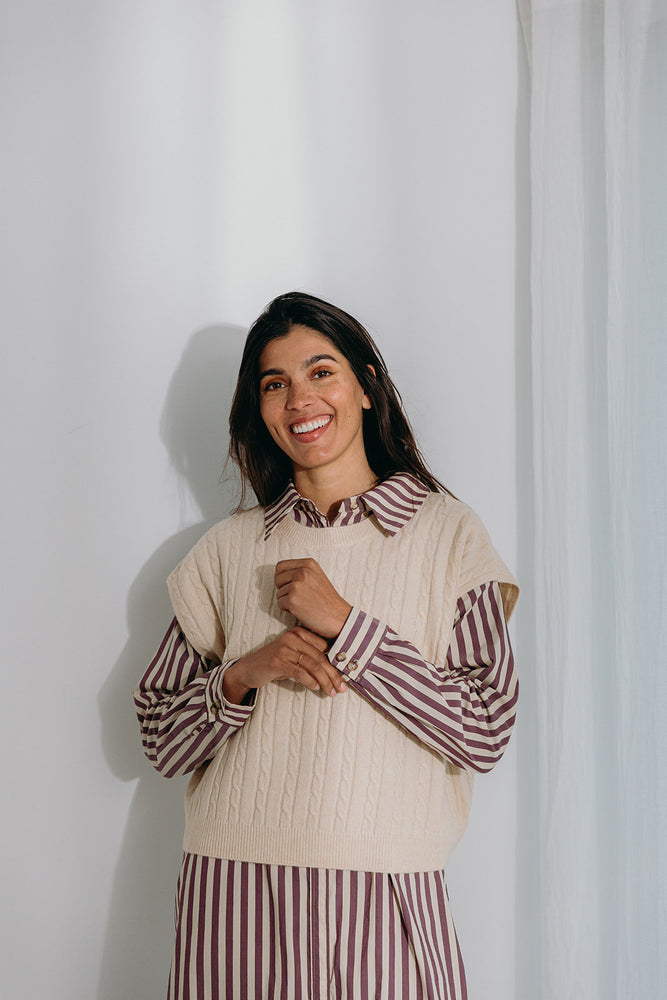 
                  
                    Donna cable knit top
                  
                