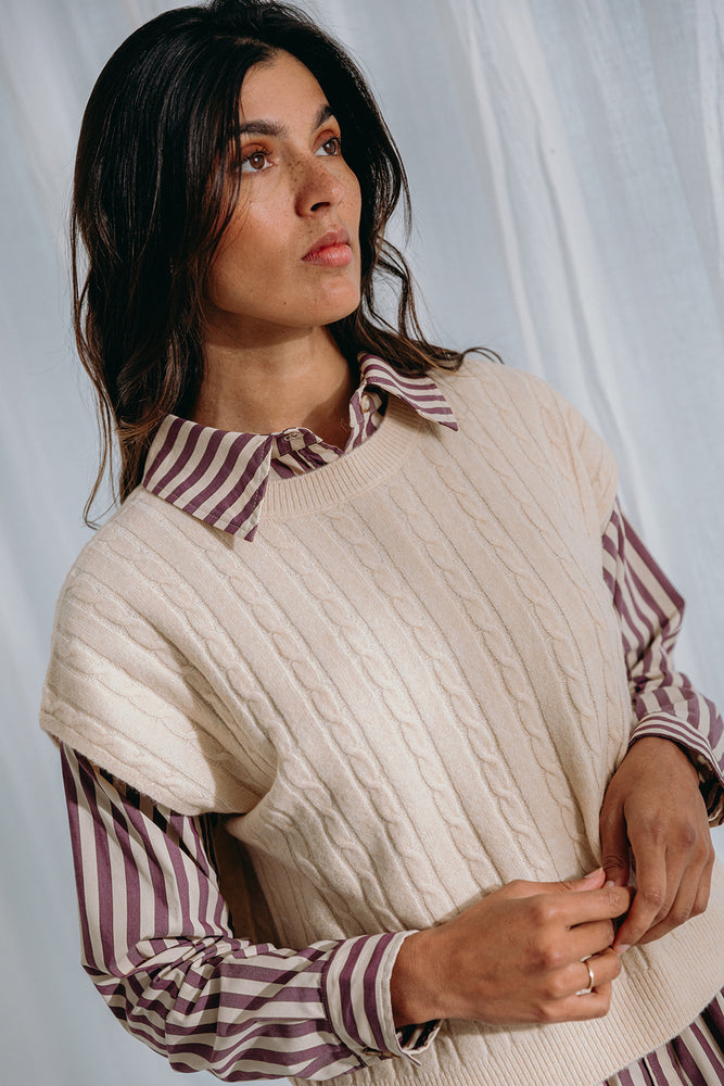 
                  
                    Donna cable knit top
                  
                